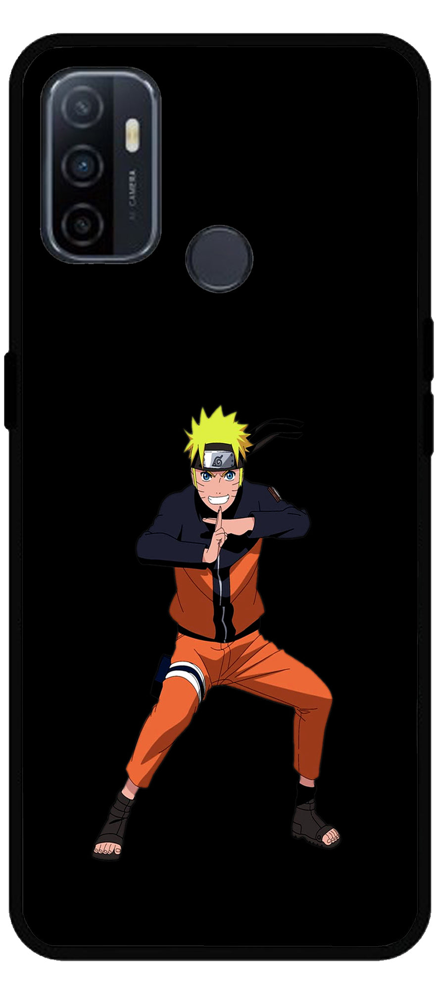 Anime Naruto Unbreakable Metal Back Case Mobile Cover with 4 Side Protection and Soft TPU Sides for Oppo A53