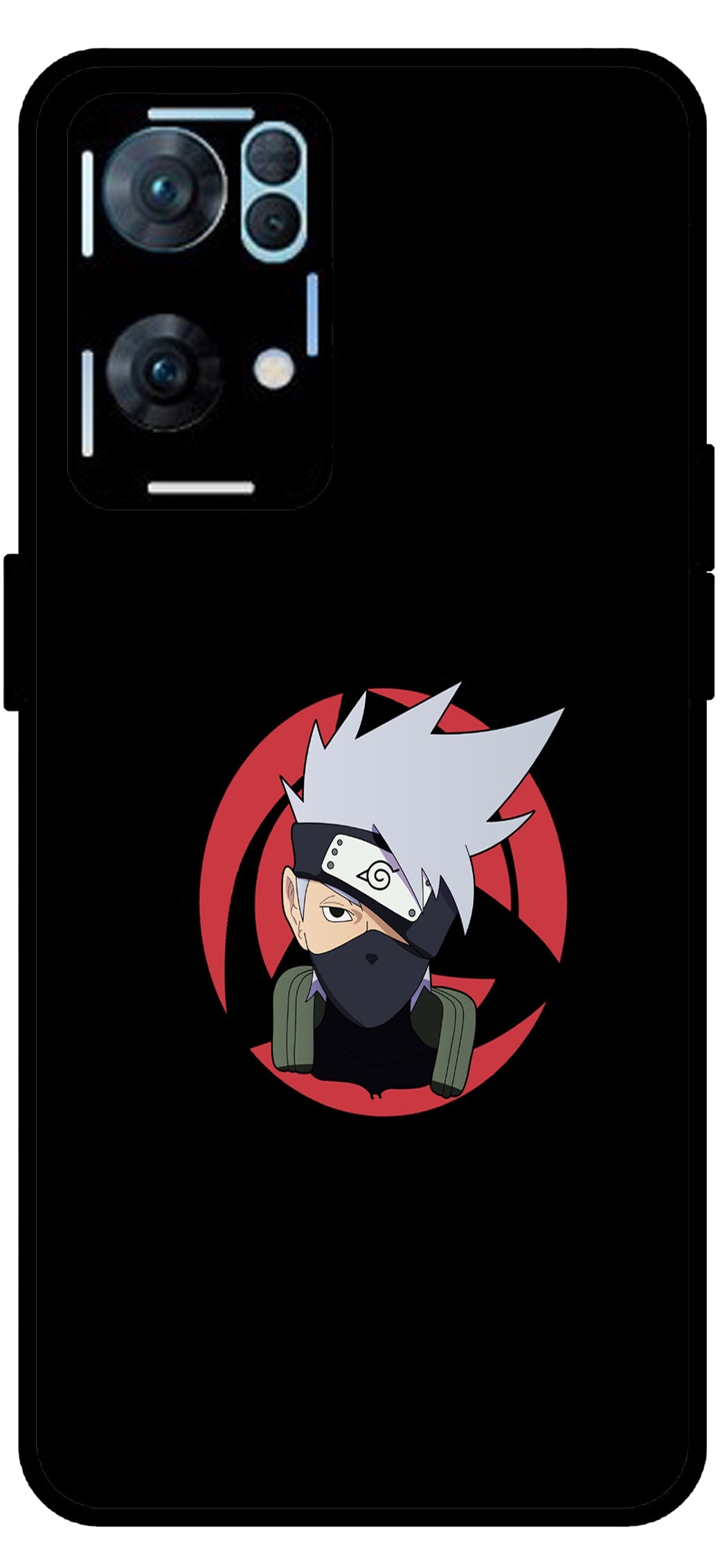 Naruto Face Unbreakable Metal Back Case Mobile Cover with 4 Side Protection and Soft TPU Sides for Oppo Reno 7 Pro 5G