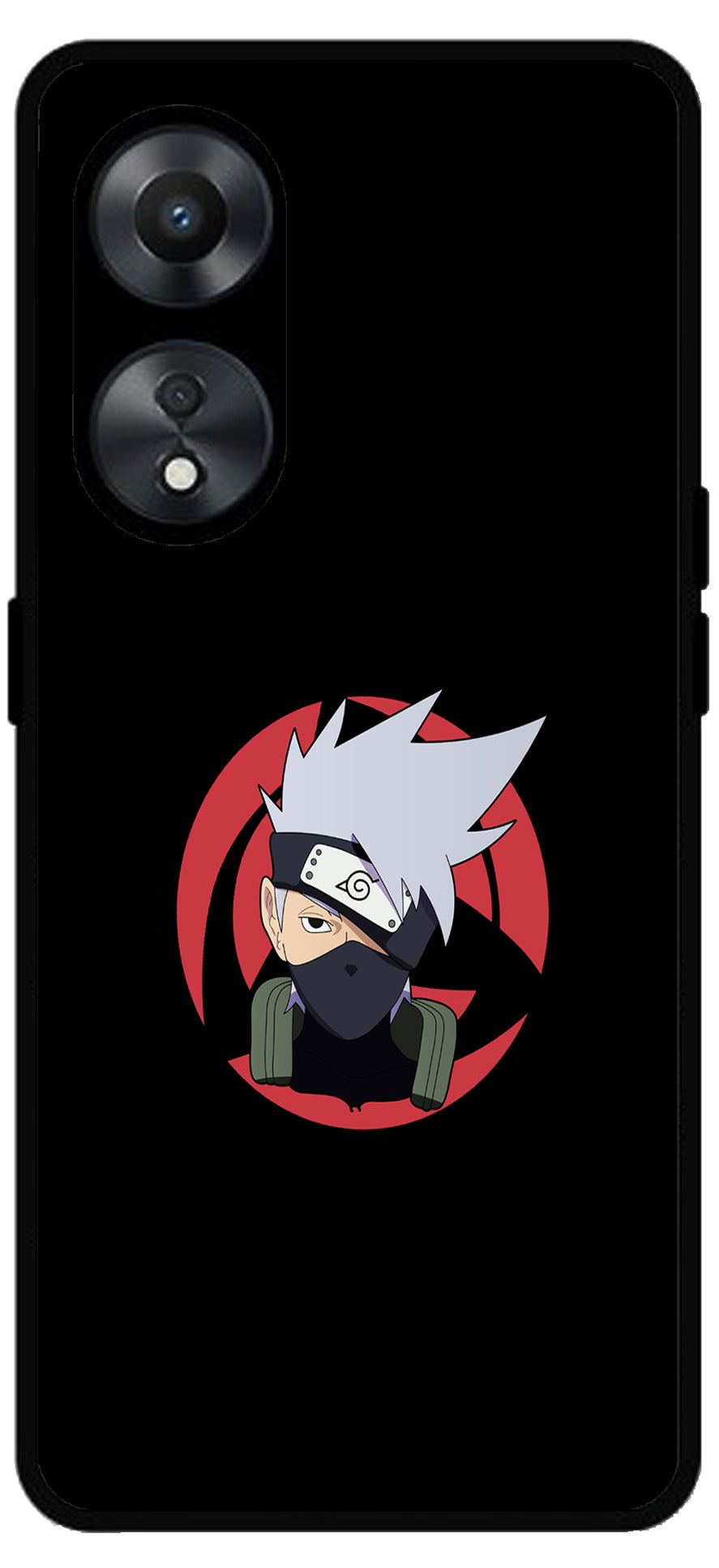 Naruto Face Unbreakable Metal Back Case Mobile Cover with 4 Side Protection and Soft TPU Sides for Oppo a78 5g