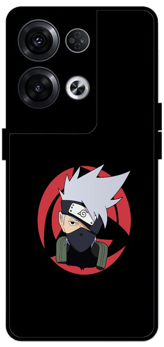 Naruto Face Unbreakable Metal Back Case Mobile Cover with 4 Side Protection and Soft TPU Sides for Oppo Reno 8 Pro 5G 2D