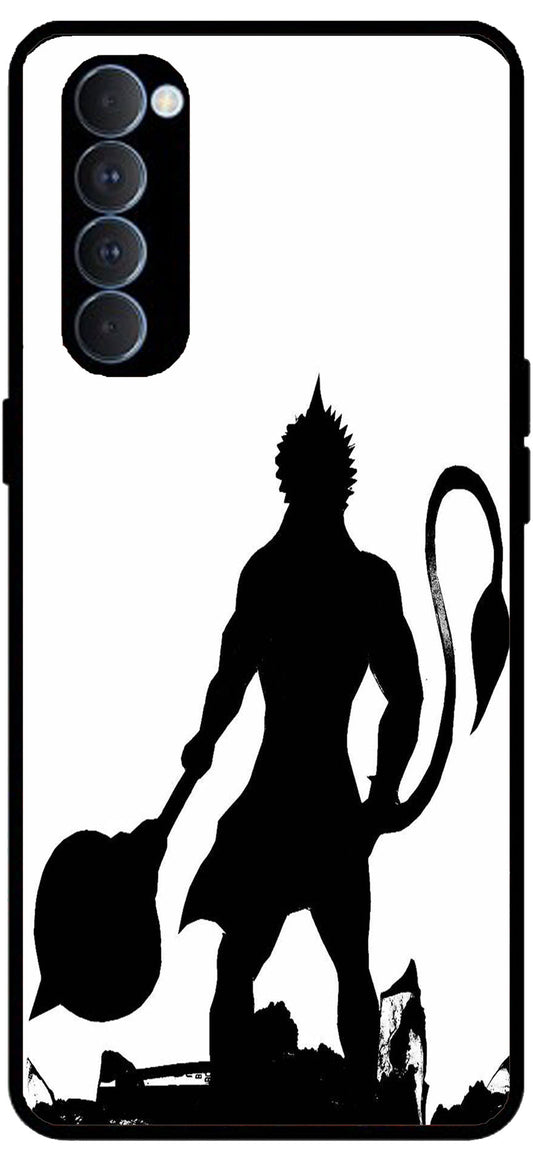 Hanuman Ji Unbreakable Metal Back Case Mobile Cover with 4 Side Protection and Soft TPU Sides for RENO4 PRO