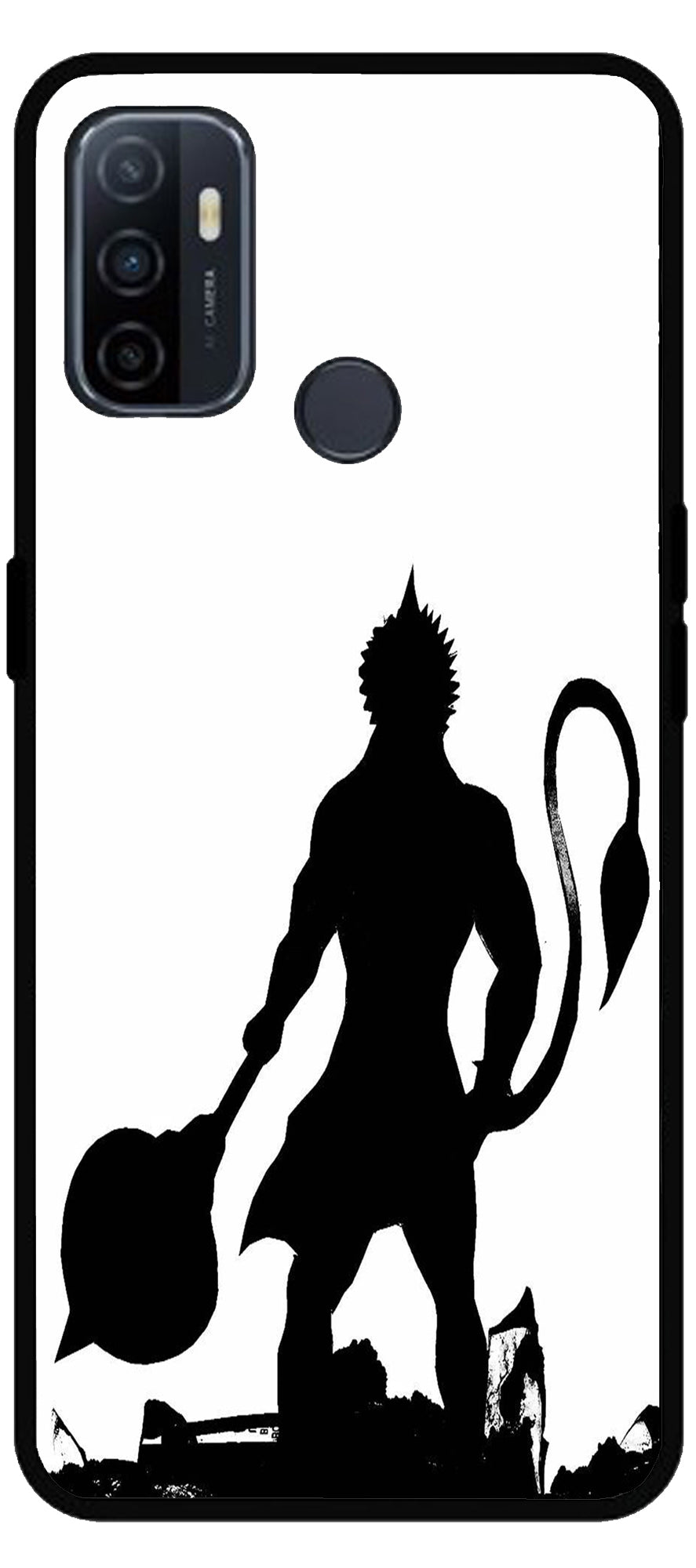 Hanuman Ji Unbreakable Metal Back Case Mobile Cover with 4 Side Protection and Soft TPU Sides for Oppo A53