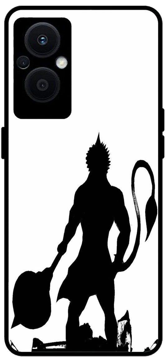 Hanuman Ji Unbreakable Metal Back Case Mobile Cover with 4 Side Protection and Soft TPU Sides for OPPO F21 PRO 5G