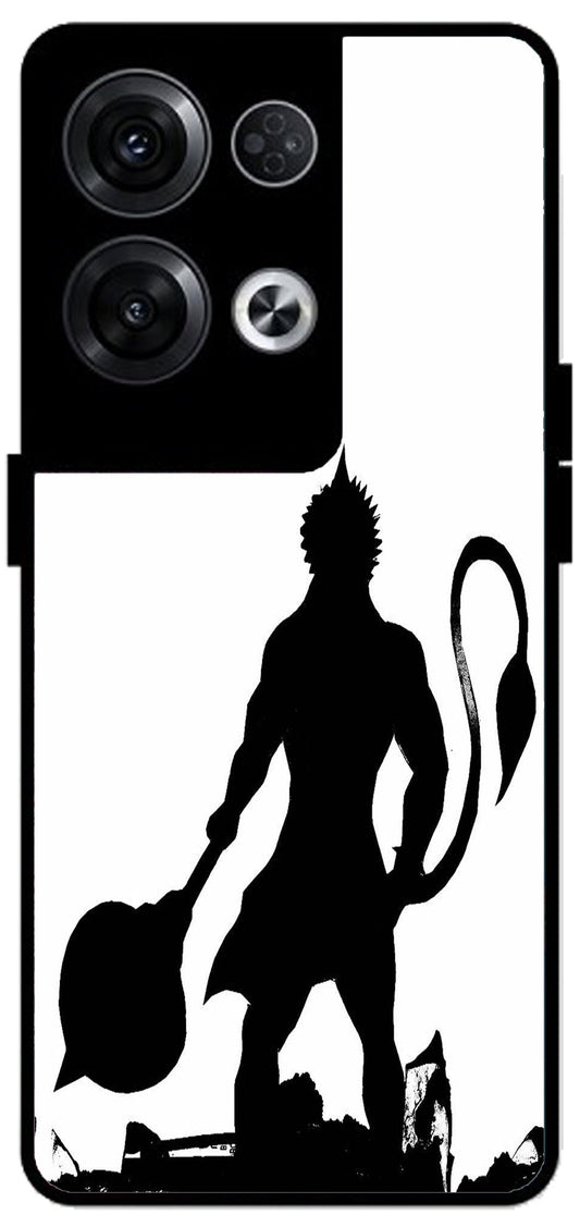 Hanuman Ji Unbreakable Metal Back Case Mobile Cover with 4 Side Protection and Soft TPU Sides for Oppo Reno 8 Pro 5G 2D