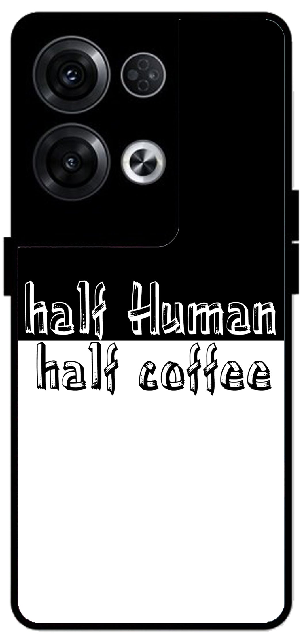 Half Human Half Coffee Unbreakable Metal Back Case Mobile Cover with 4 Side Protection and Soft TPU Sides for Oppo Reno 8 Pro 5G 2D