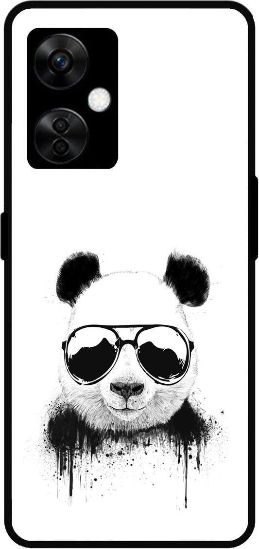 Cute Panda Unbreakable Metal Back Case Mobile Cover with 4 Side Protection and Soft TPU Sides for OnePlus Nord CE3 Lite