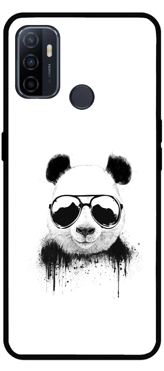 Cute Panda Unbreakable Metal Back Case Mobile Cover with 4 Side Protection and Soft TPU Sides for Oppo A53