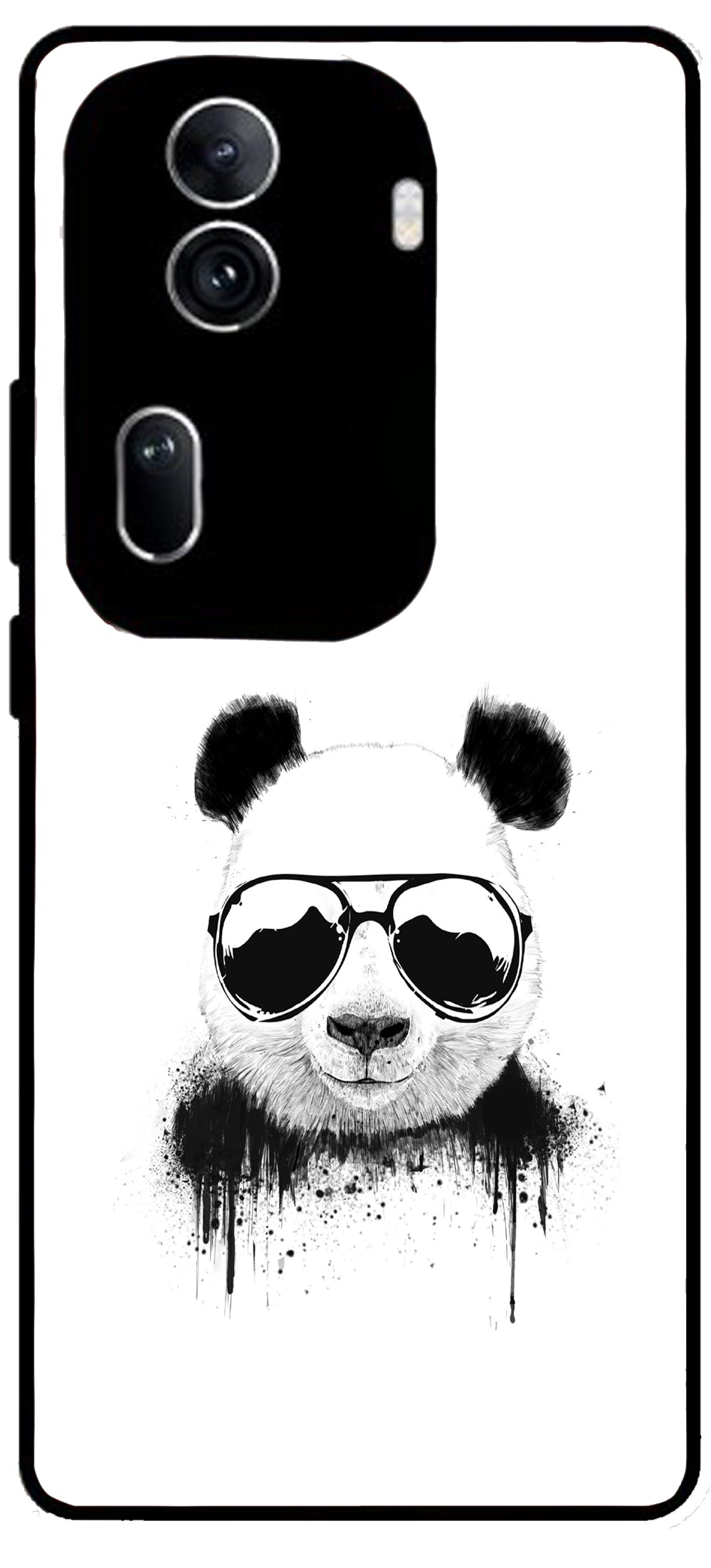 Cute Panda Unbreakable Metal Back Case Mobile Cover with 4 Side Protection and Soft TPU Sides for Oppo Reno 11 pro