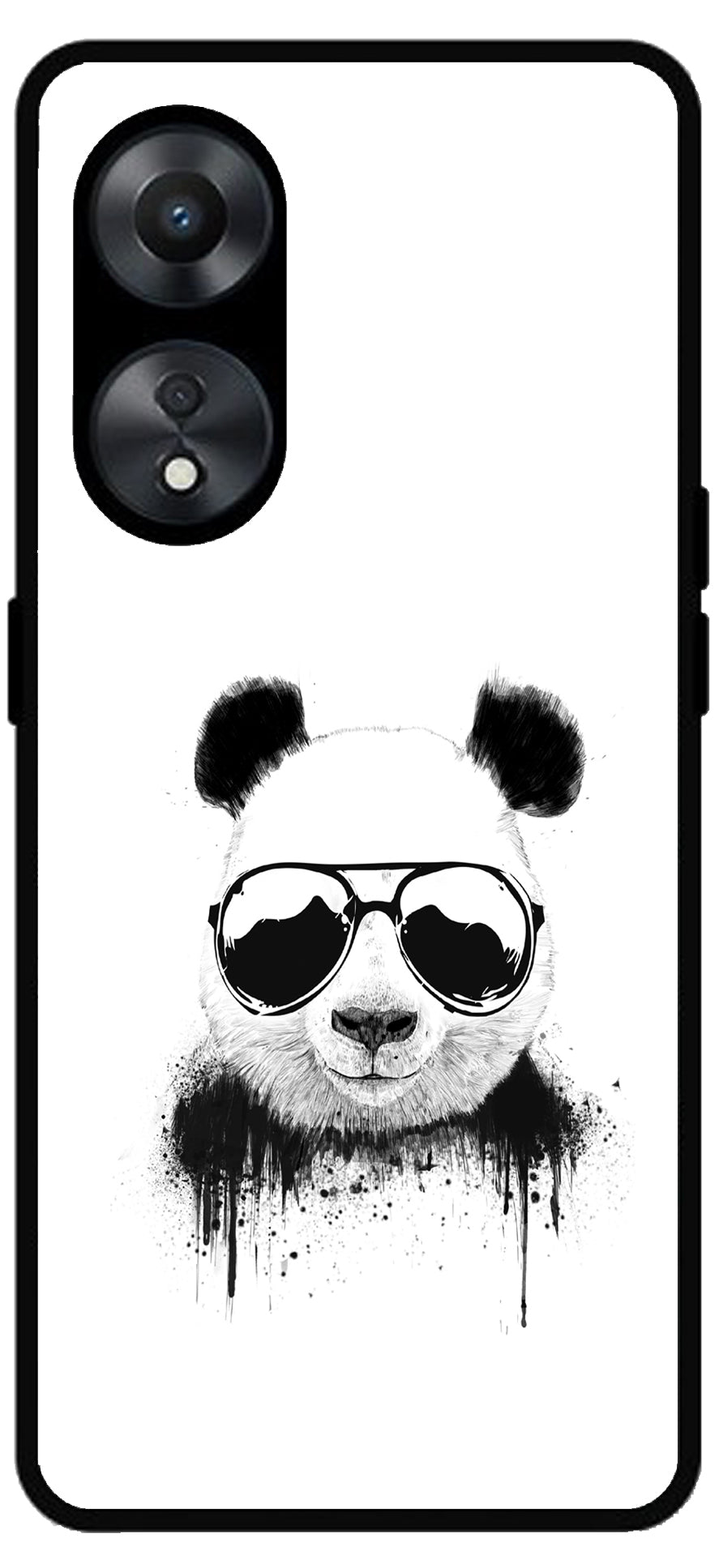 Cute Panda Unbreakable Metal Back Case Mobile Cover with 4 Side Protection and Soft TPU Sides for Oppo a78 5g