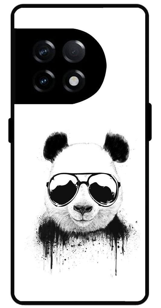 Cute Panda Unbreakable Metal Back Case Mobile Cover with 4 Side Protection and Soft TPU Sides for OnePlus 11R