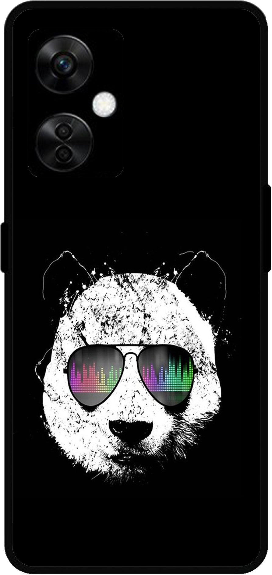 Cute Panda Black Design Unbreakable Metal Back Case Mobile Cover with 4 Side Protection and Soft TPU Sides for OnePlus Nord CE3 Lite