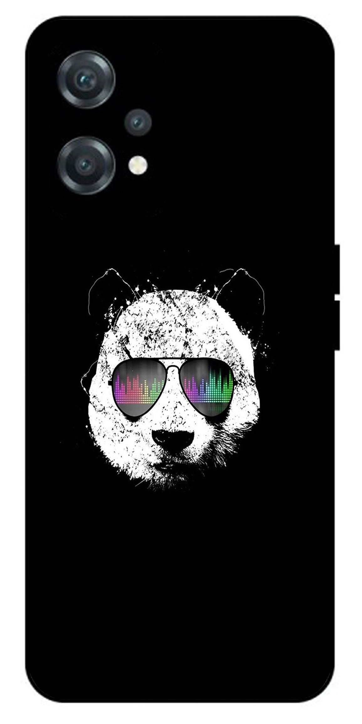 Cute Panda Black Design Unbreakable Metal Back Case Mobile Cover with 4 Side Protection and Soft TPU Sides for oneplus nord ce 2 lite 5g