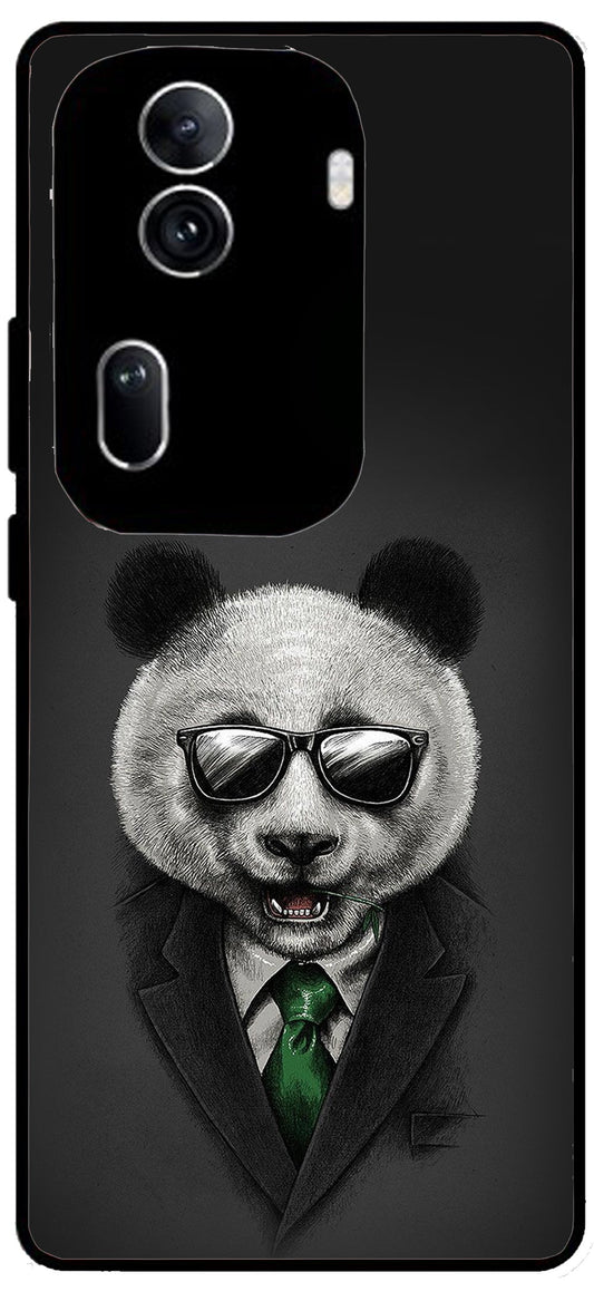 Cute Panda in Dress Unbreakable Metal Back Case Mobile Cover with 4 Side Protection and Soft TPU Sides for Oppo Reno 11 pro