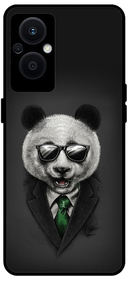 Cute Panda in Dress Unbreakable Metal Back Case Mobile Cover with 4 Side Protection and Soft TPU Sides for OPPO F21 PRO 5G