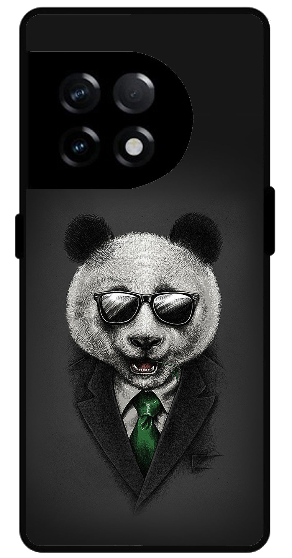 Cute Panda in Dress Unbreakable Metal Back Case Mobile Cover with 4 Side Protection and Soft TPU Sides for OnePlus 11R