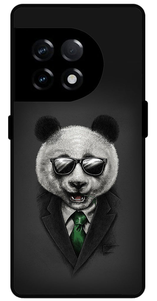 Cute Panda in Dress Unbreakable Metal Back Case Mobile Cover with 4 Side Protection and Soft TPU Sides for OnePlus 11R