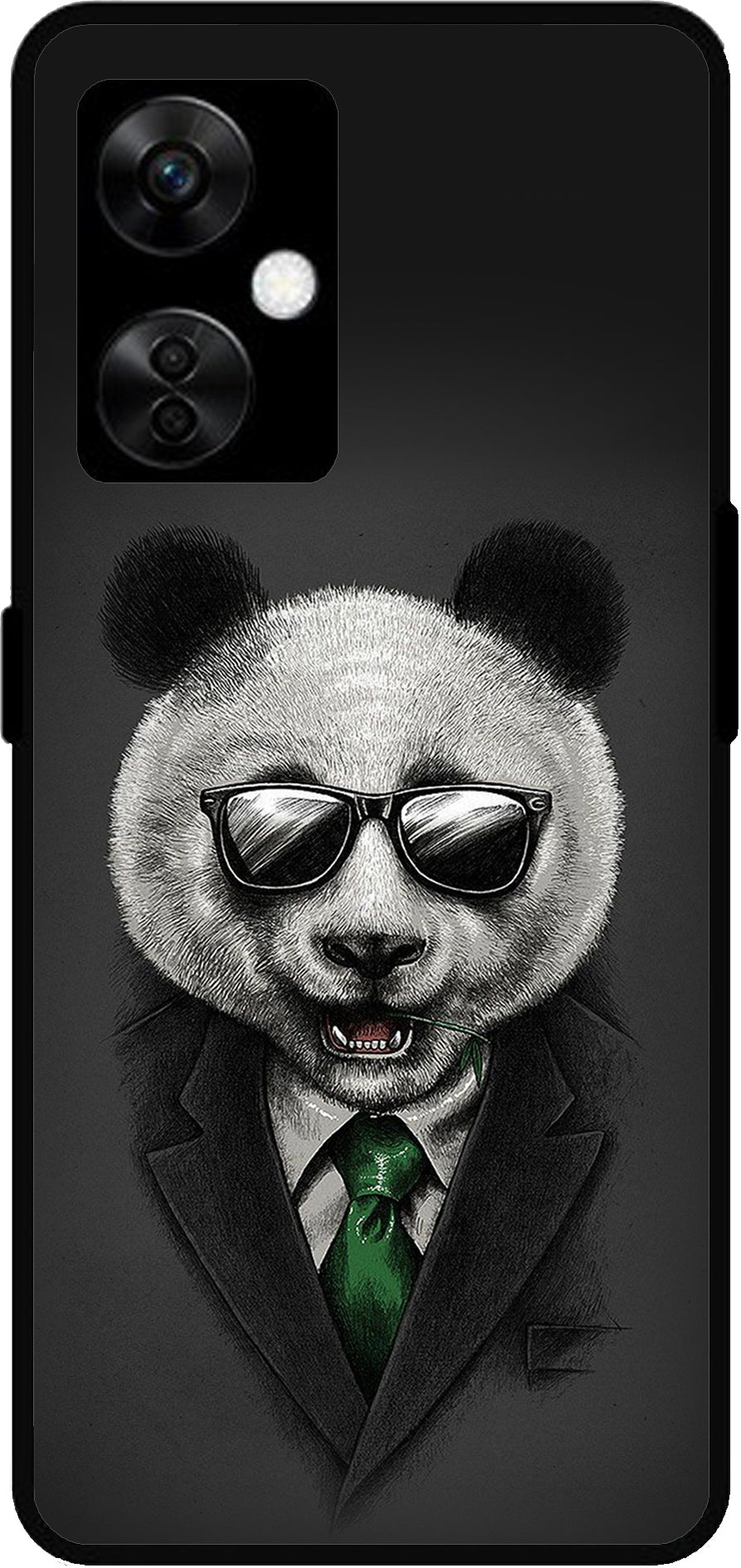 Cute Panda in Dress Unbreakable Metal Back Case Mobile Cover with 4 Side Protection and Soft TPU Sides for OnePlus Nord CE3 Lite