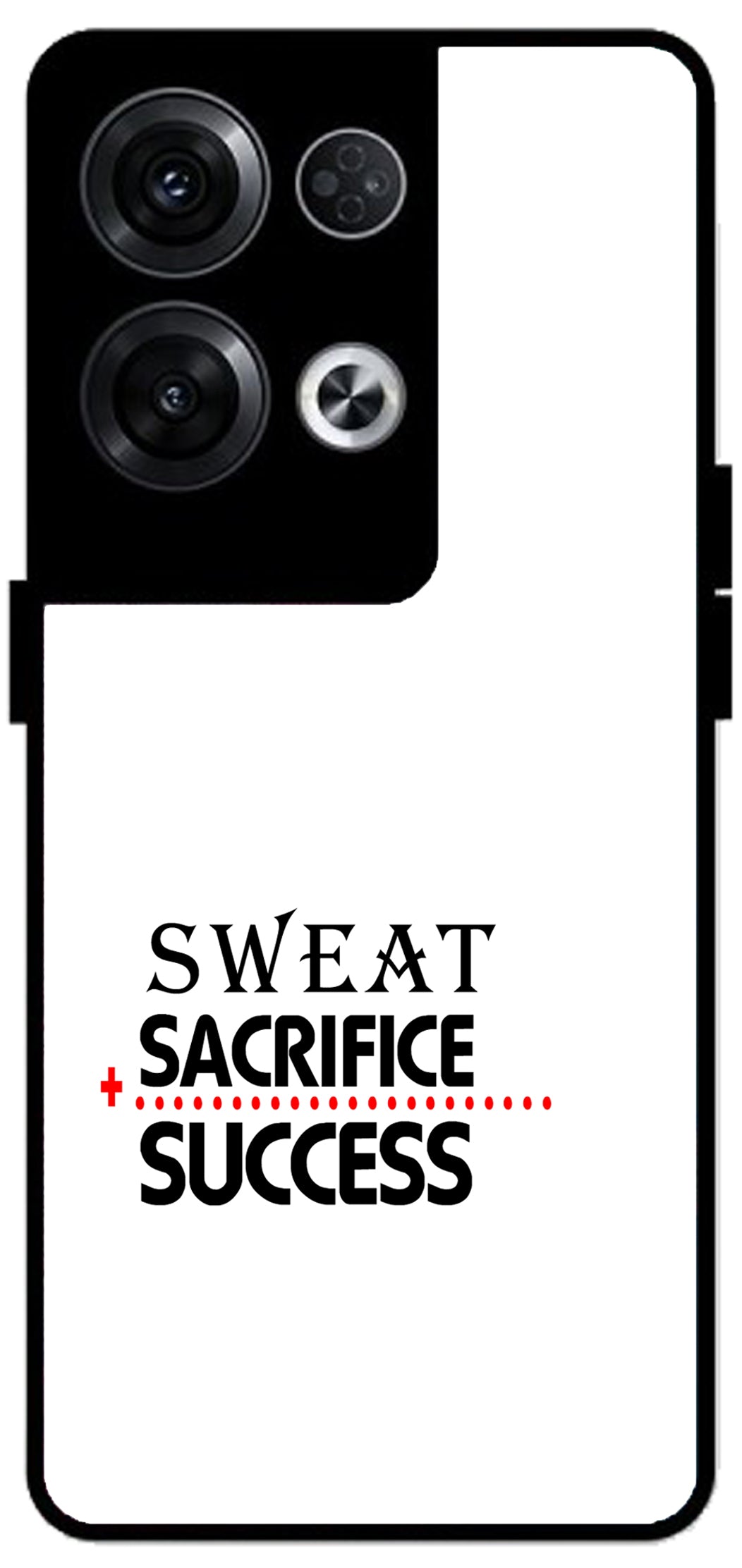 Sweat Sacrifice Success Unbreakable Metal Back Case Mobile Cover with 4 Side Protection and Soft TPU Sides for Oppo Reno 8 Pro 5G 2D