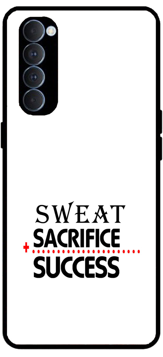 Sweat Sacrifice Success Unbreakable Metal Back Case Mobile Cover with 4 Side Protection and Soft TPU Sides for RENO4 PRO