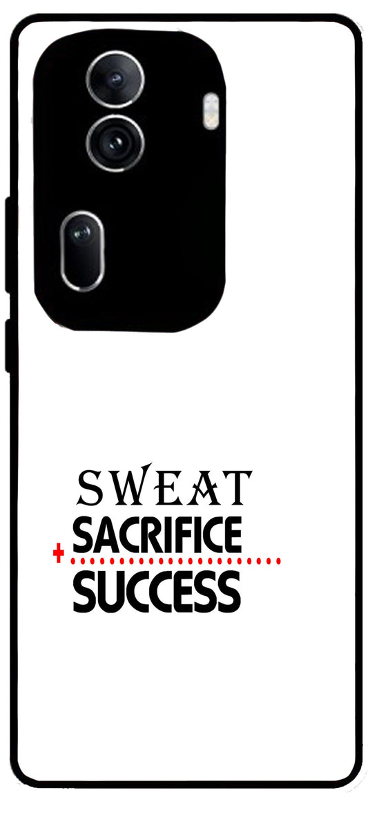 Sweat Sacrifice Success Unbreakable Metal Back Case Mobile Cover with 4 Side Protection and Soft TPU Sides for Oppo Reno 11 pro