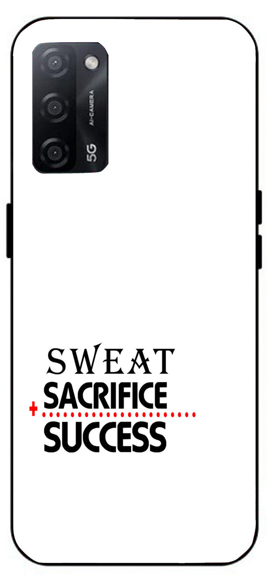 Sweat Sacrifice Success Unbreakable Metal Back Case Mobile Cover with 4 Side Protection and Soft TPU Sides for Oppo A53s 5G