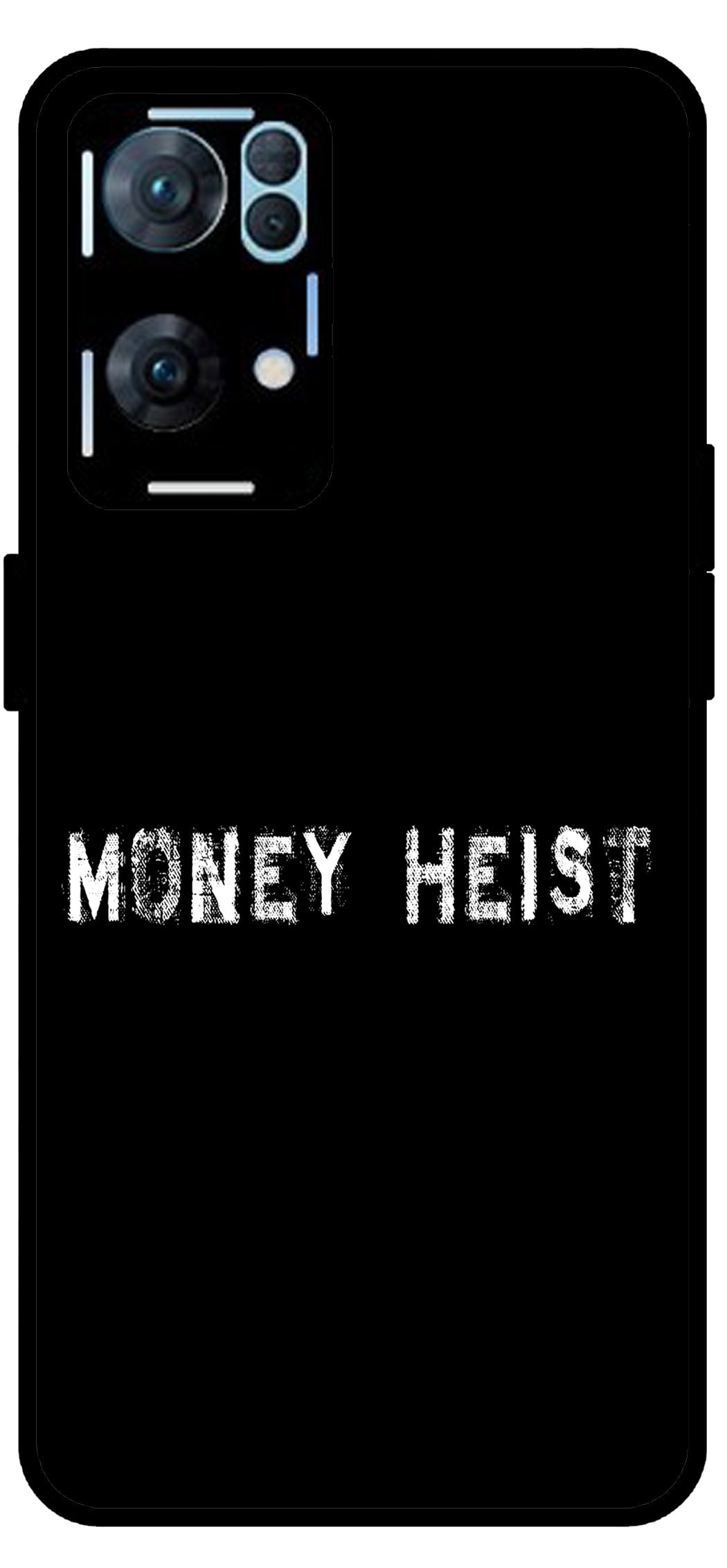 Money Heist Unbreakable Metal Back Case Mobile Cover with 4 Side Protection and Soft TPU Sides for Oppo Reno 7 Pro 5G