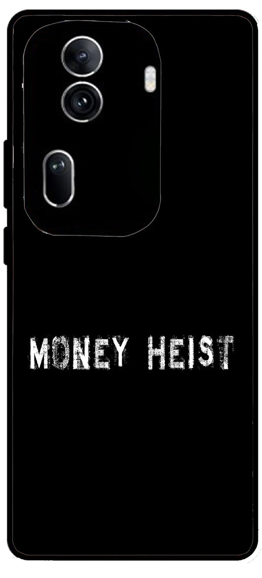 Money Heist Unbreakable Metal Back Case Mobile Cover with 4 Side Protection and Soft TPU Sides for Oppo Reno 11 pro