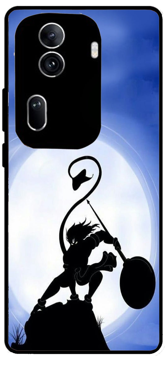 Hanuman Ji Design Unbreakable Metal Back Case Mobile Cover with 4 Side Protection and Soft TPU Sides for Oppo Reno 11 pro