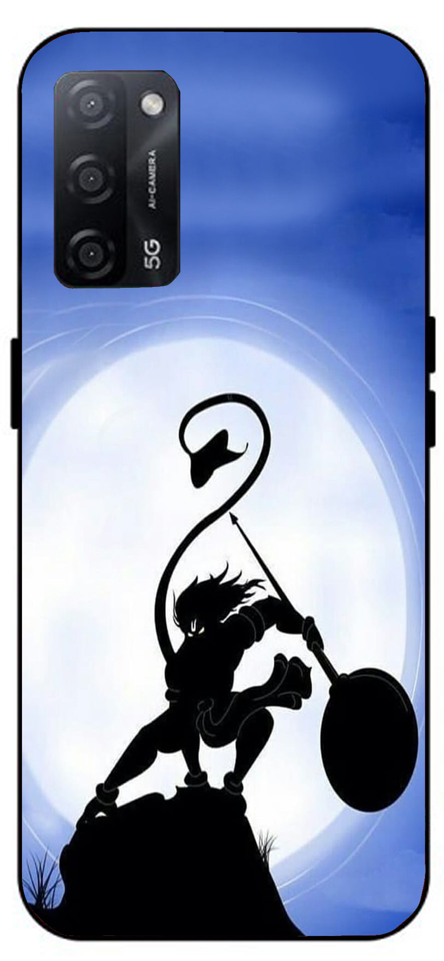 Hanuman Ji Design Unbreakable Metal Back Case Mobile Cover with 4 Side Protection and Soft TPU Sides for Oppo A53s 5G