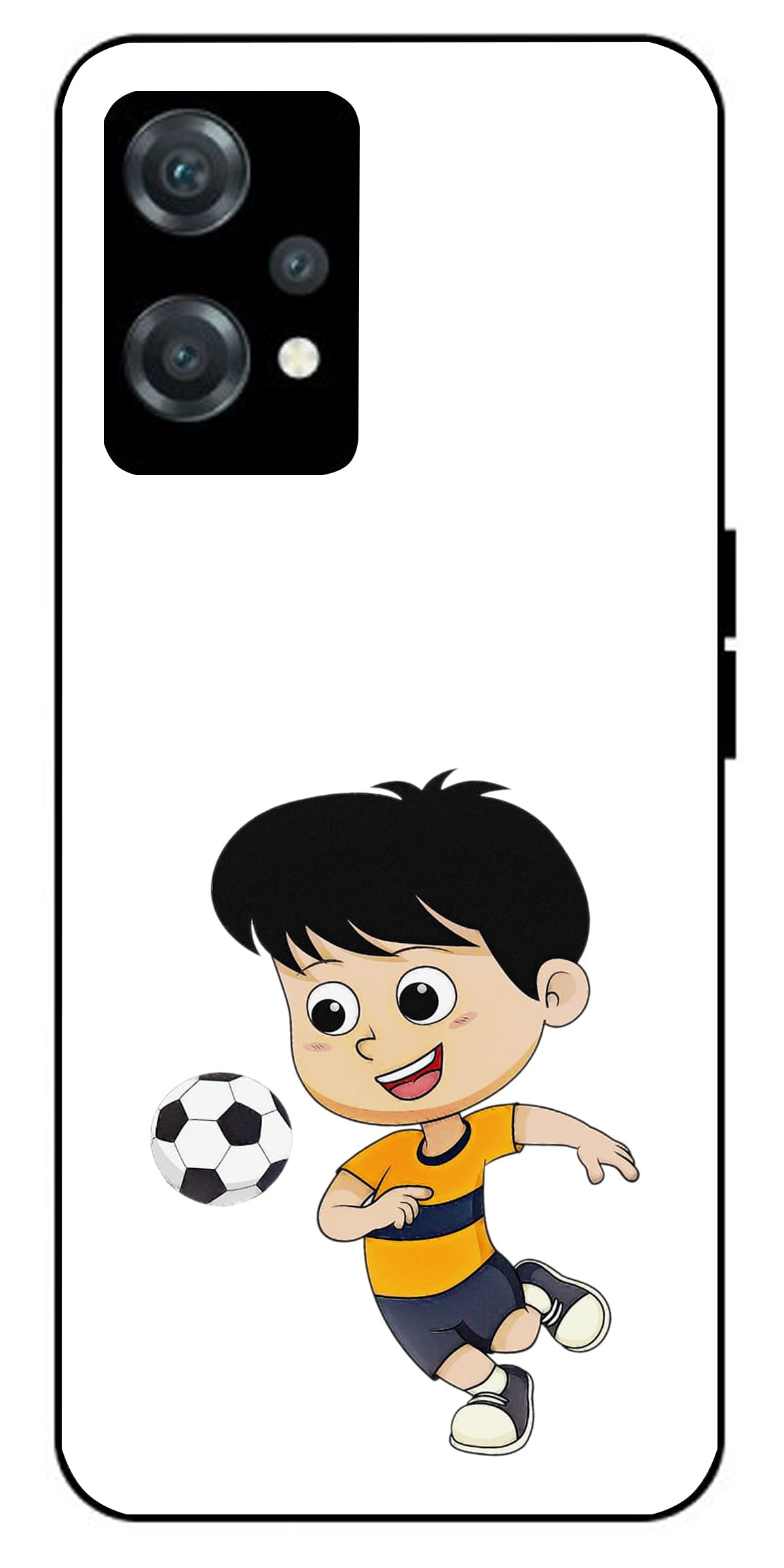 Little Boy Play Football Unbreakable Metal Back Case Mobile Cover with 4 Side Protection and Soft TPU Sides for oneplus nord ce 2 lite 5g