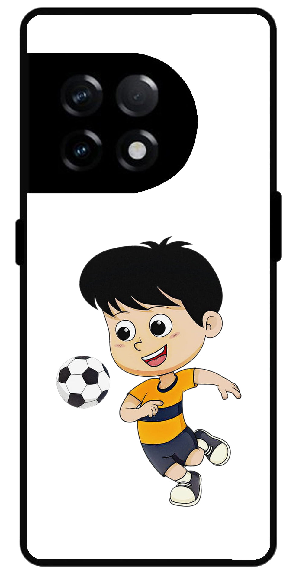 Little Boy Play Football Unbreakable Metal Back Case Mobile Cover with 4 Side Protection and Soft TPU Sides for OnePlus 11R