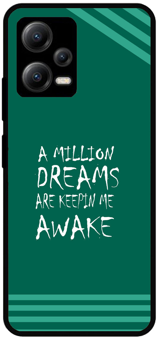 A Million Dreams Unbreakable Metal Back Case Mobile Cover with 4 Side Protection and Soft TPU Sides for Redmi note 12 5G