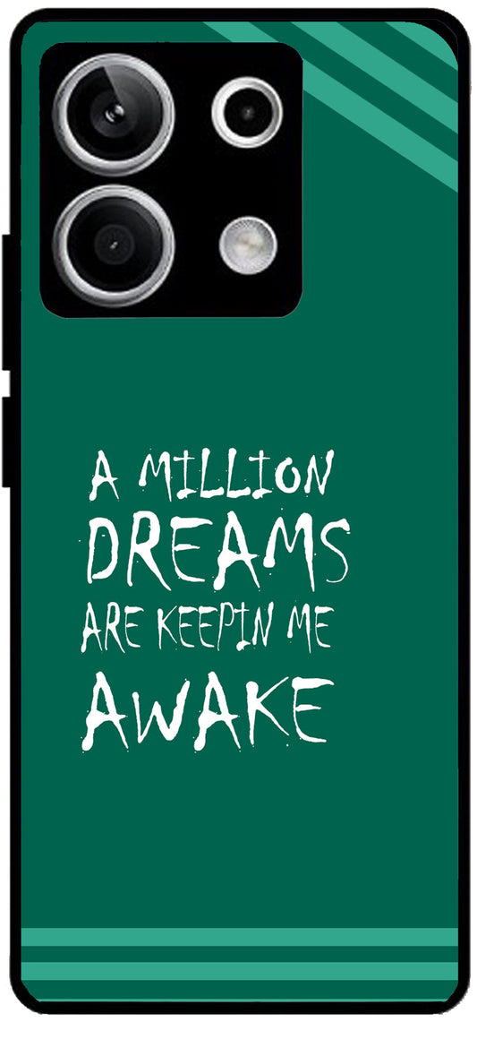 A Million Dreams Unbreakable Metal Back Case Mobile Cover with 4 Side Protection and Soft TPU Sides for Redmi note 13