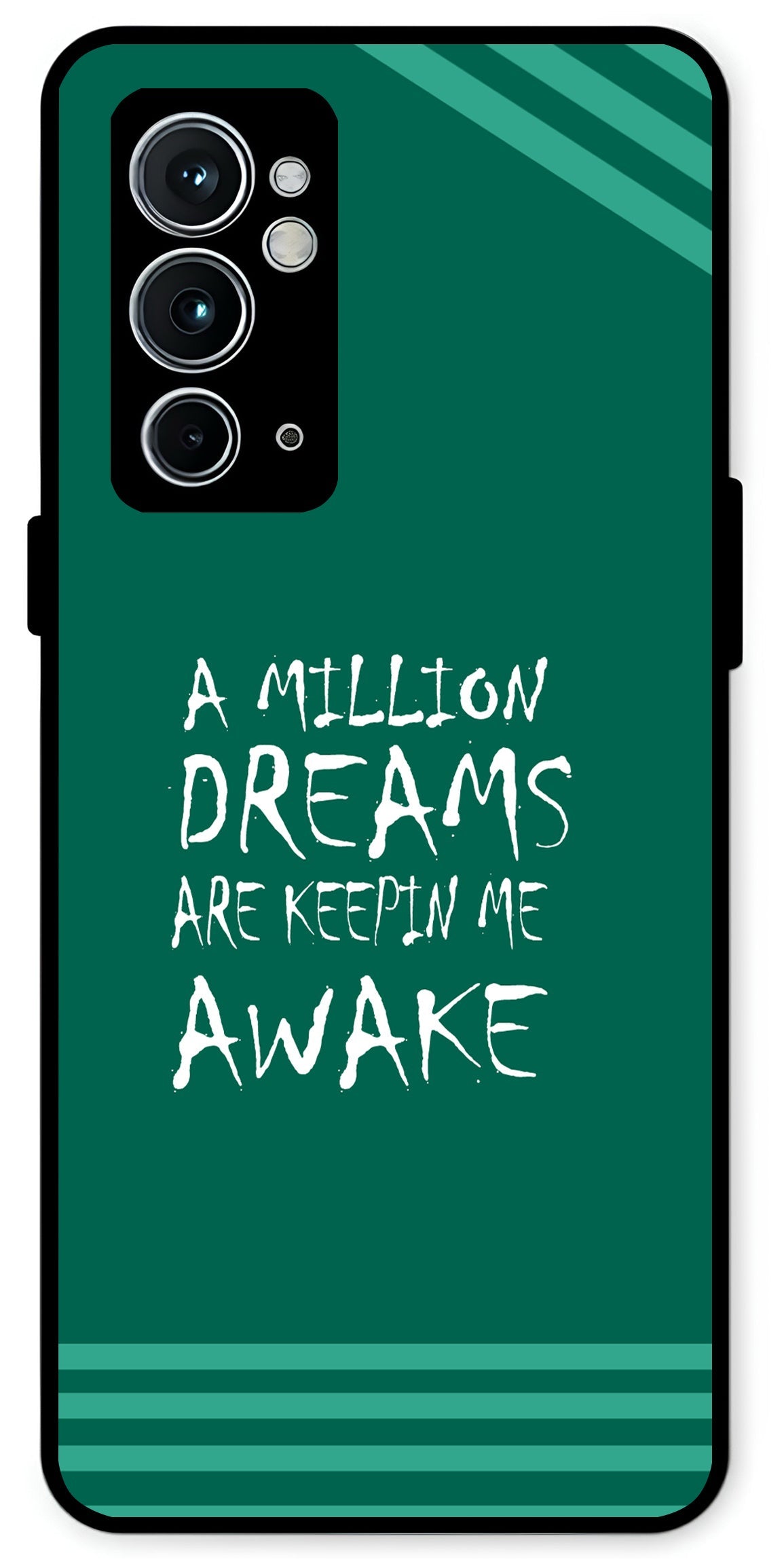 A Million Dreams Unbreakable Metal Back Case Mobile Cover with 4 Side Protection and Soft TPU Sides for OnePlus 9RT