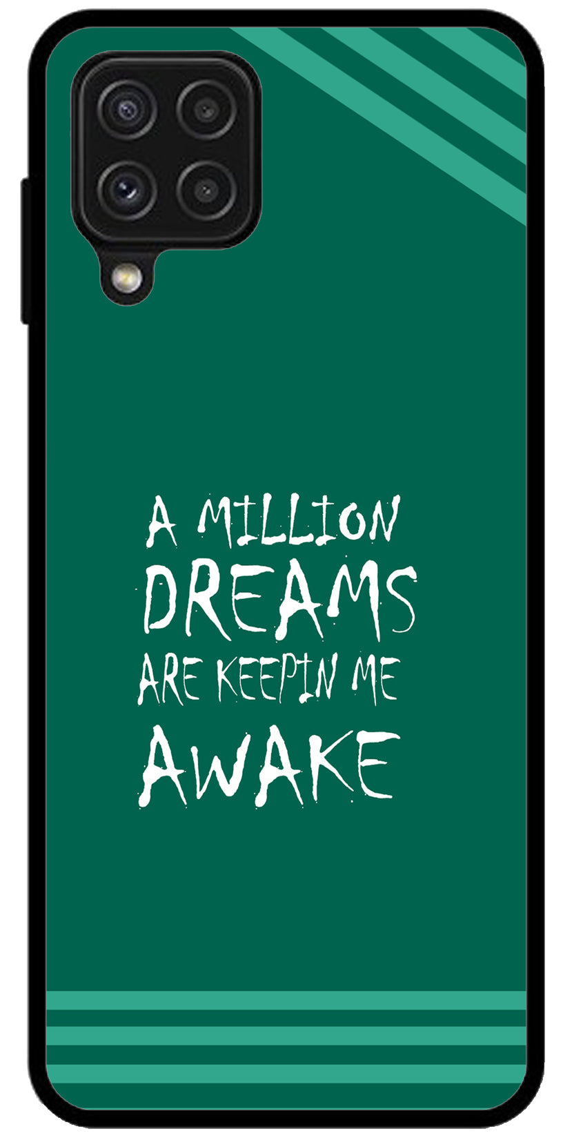 A Million Dreams Unbreakable Metal Back Case Mobile Cover with 4 Side Protection and Soft TPU Sides for Samsung A22