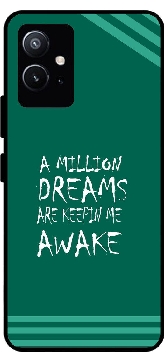 A Million Dreams Unbreakable Metal Back Case Mobile Cover with 4 Side Protection and Soft TPU Sides for Vivo T1