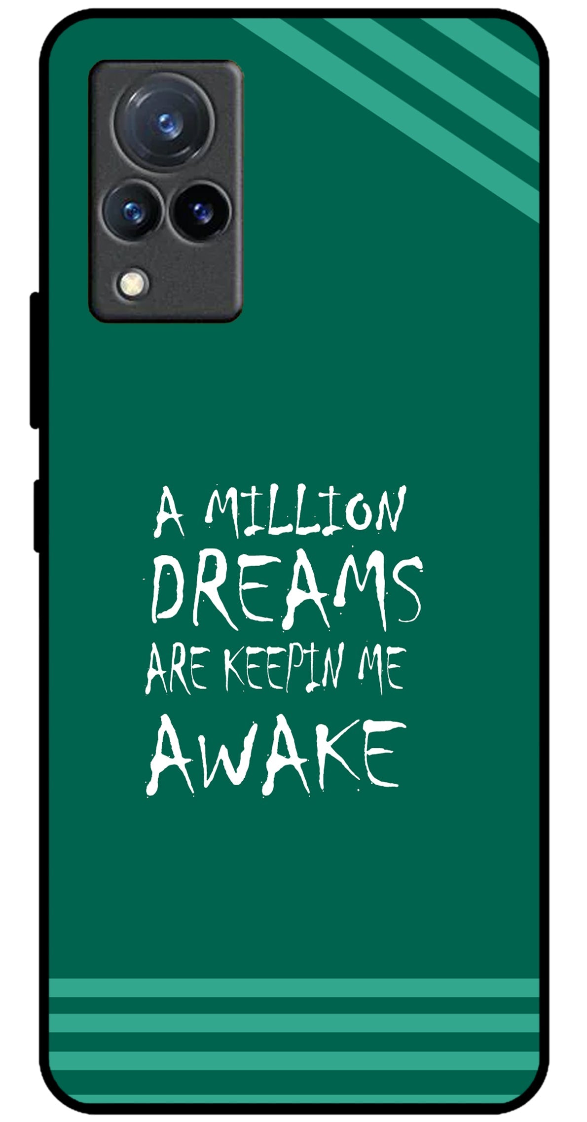 A Million Dreams Unbreakable Metal Back Case Mobile Cover with 4 Side Protection and Soft TPU Sides for VIVO V21 5G