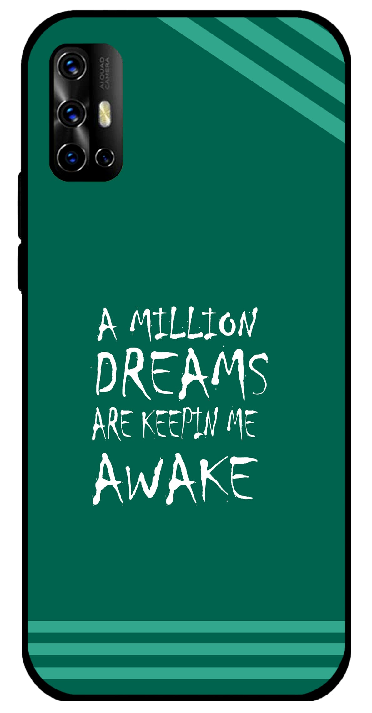 A Million Dreams Unbreakable Metal Back Case Mobile Cover with 4 Side Protection and Soft TPU Sides for VIVO V 17