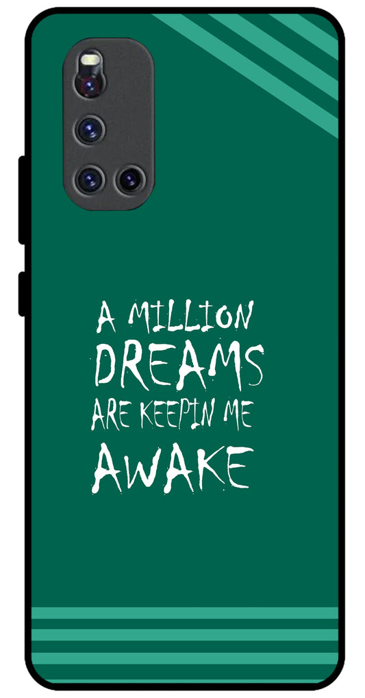 A Million Dreams Unbreakable Metal Back Case Mobile Cover with 4 Side Protection and Soft TPU Sides for VIVO V 19