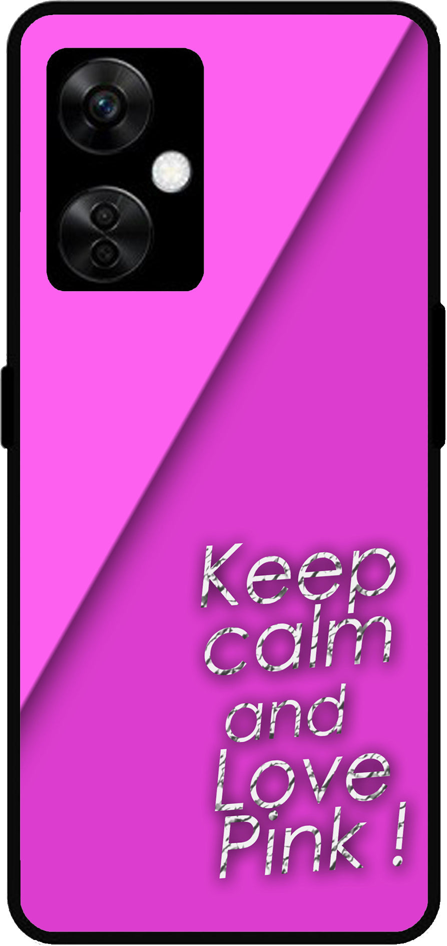 Keep Calm and Love Pink Unbreakable Metal Back Case Mobile Cover with 4 Side Protection and Soft TPU Sides for OnePlus Nord CE3 Lite