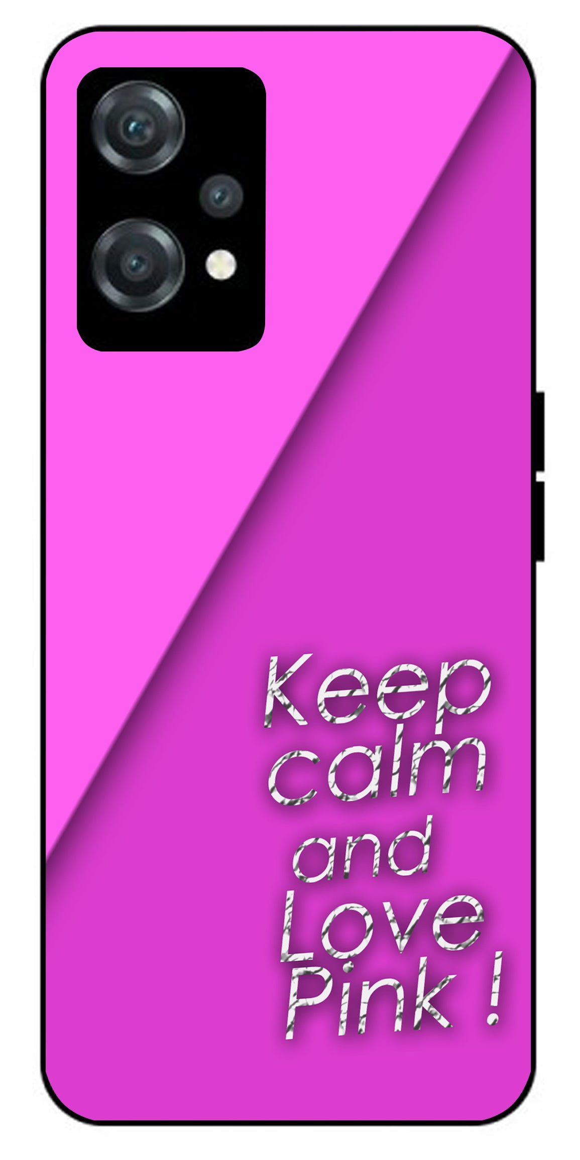 Keep Calm and Love Pink Unbreakable Metal Back Case Mobile Cover with 4 Side Protection and Soft TPU Sides for oneplus nord ce 2 lite 5g