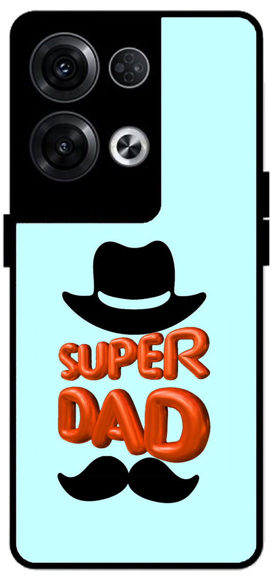 Super Dad White Unbreakable Metal Back Case Mobile Cover with 4 Side Protection and Soft TPU Sides for Oppo Reno 8 Pro 5G 2D