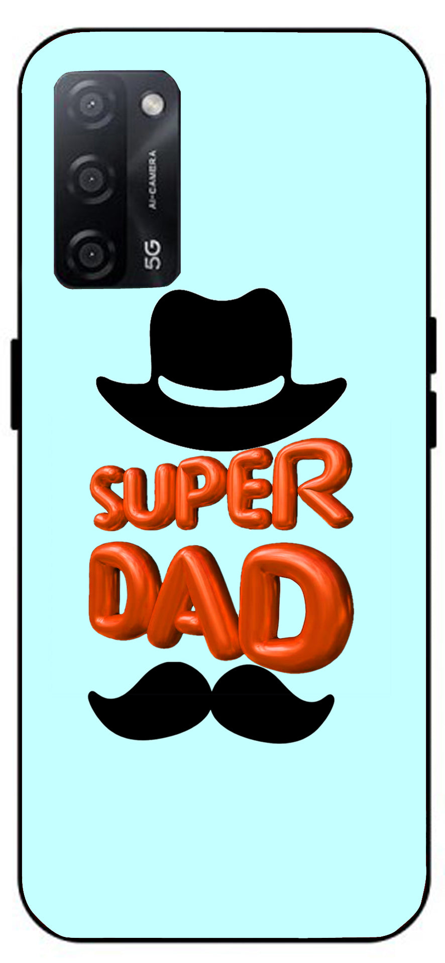 Super Dad White Unbreakable Metal Back Case Mobile Cover with 4 Side Protection and Soft TPU Sides for Oppo A53s 5G