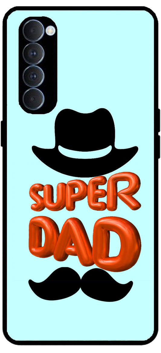 Super Dad White Unbreakable Metal Back Case Mobile Cover with 4 Side Protection and Soft TPU Sides for RENO4 PRO