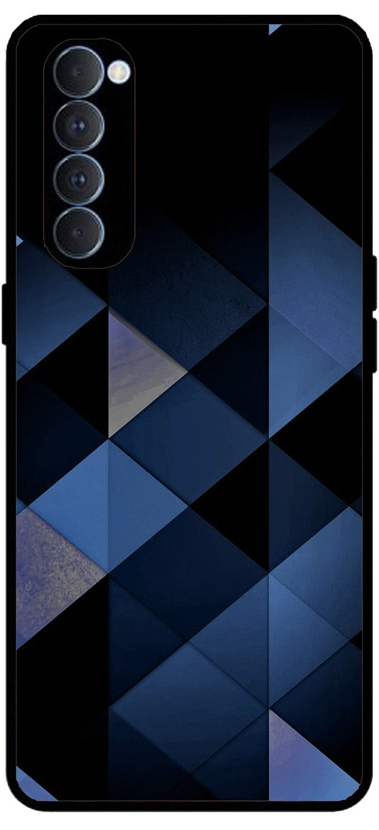 Blue Boxes Unbreakable Metal Back Case Mobile Cover with 4 Side Protection and Soft TPU Sides for RENO4 PRO