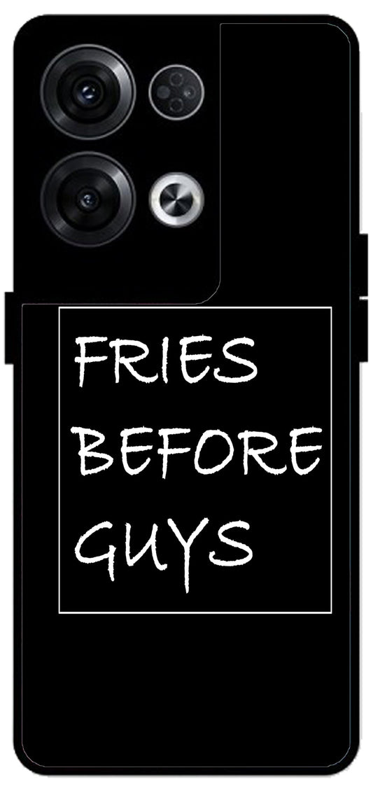 Fries Before Guys Unbreakable Metal Back Case Mobile Cover with 4 Side Protection and Soft TPU Sides for Oppo Reno 8 Pro 5G 2D