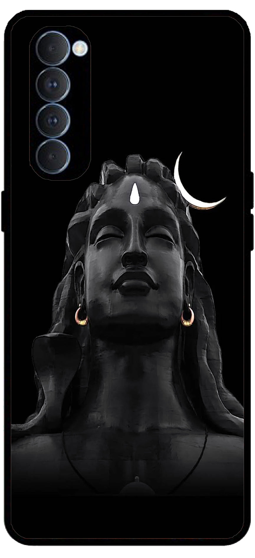 Lord Shiva Design Unbreakable Metal Back Case Mobile Cover with 4 Side Protection and Soft TPU Sides for Oppo Reno pro