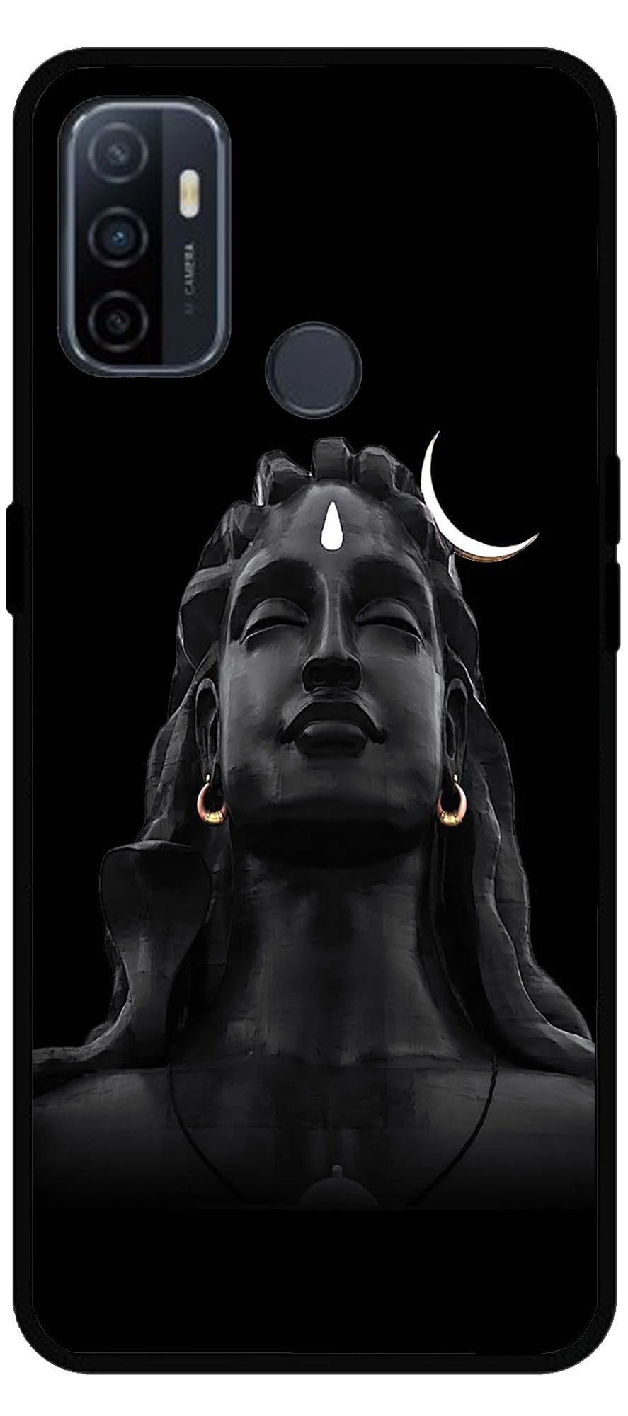 Lord Shiva Design Unbreakable Metal Back Case Mobile Cover with 4 Side Protection and Soft TPU Sides for Oppo A53