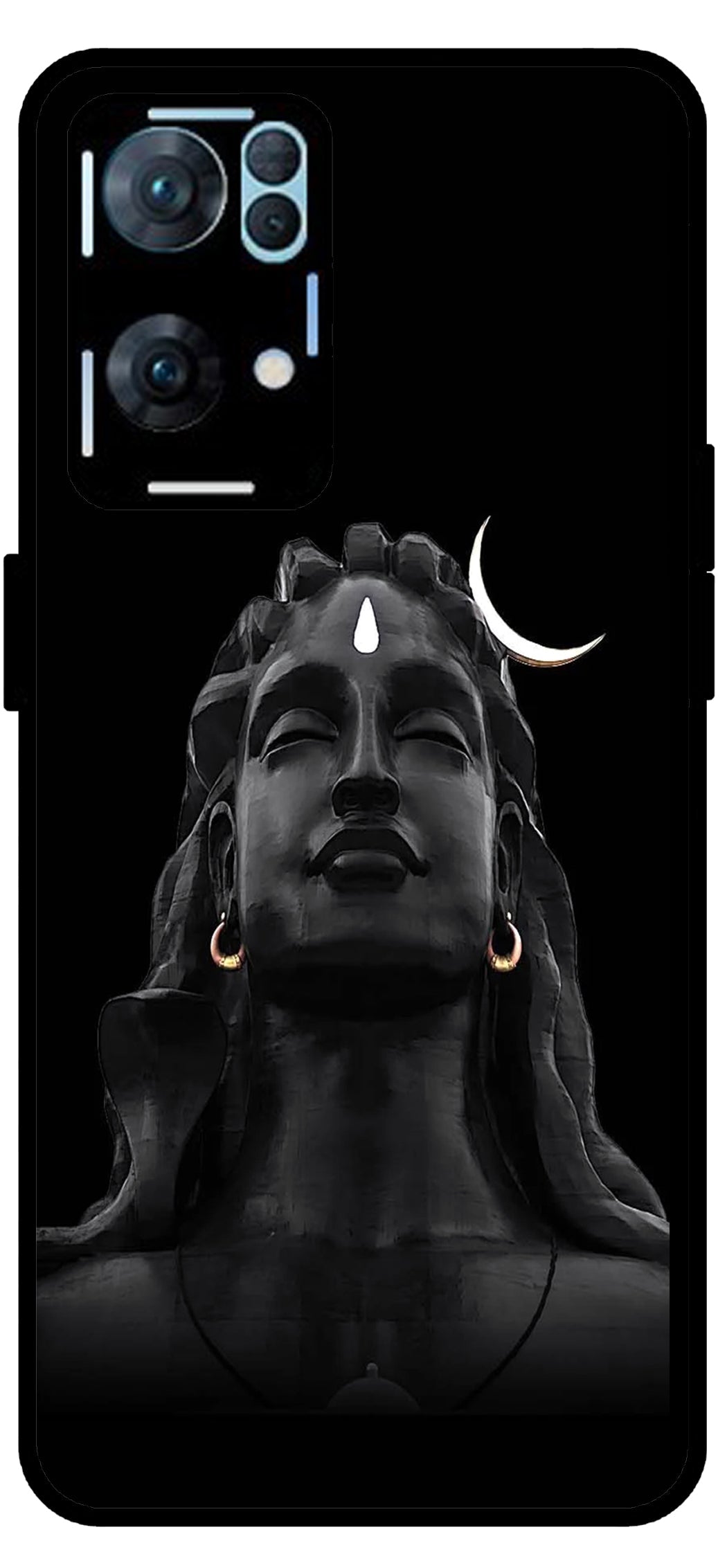 Lord Shiva Design Unbreakable Metal Back Case Mobile Cover with 4 Side Protection and Soft TPU Sides for Oppo Reno 7 Pro 5G