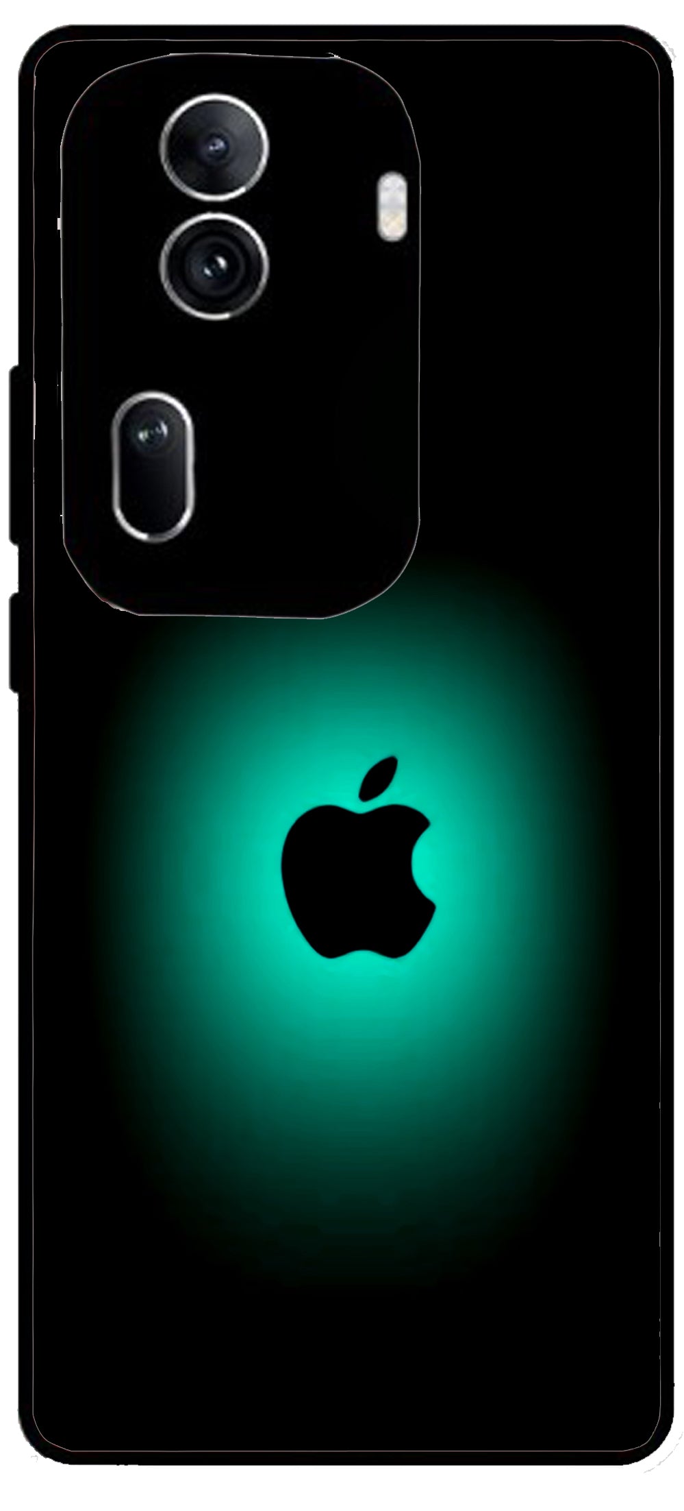 Plain Black Apple Unbreakable Metal Back Case Mobile Cover with 4 Side Protection and Soft TPU Sides for Oppo Reno 11 pro